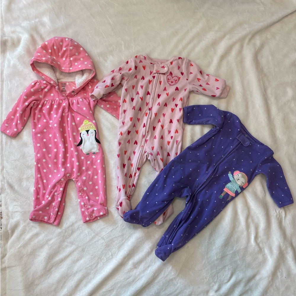 Carters fleece pajama set of three baby girl 6 months winter